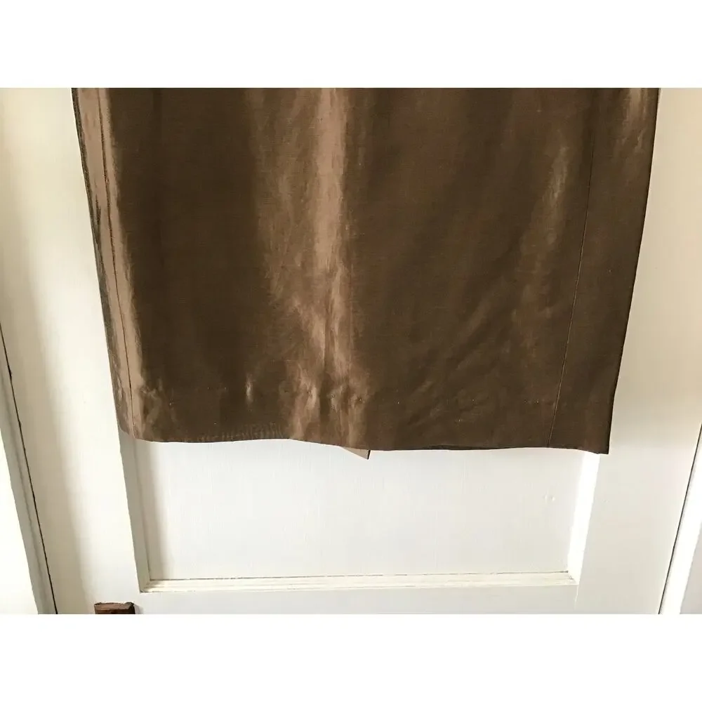 Emanuel Emanuel Ungaro Vintage Brown Linen Blend Pencil Skirt 12/46